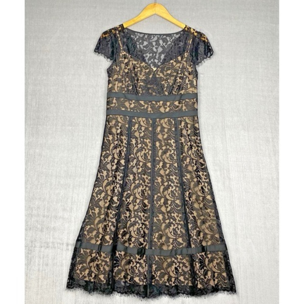 LOFT Dress‎ Womens 6P Black Lace Overlay Whimsigoth Dark Fairy Elegant Wedding